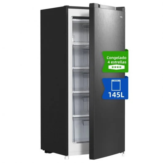 CHiQ FSD160D4E Congelador Vertical 145L | 5 Cajones, Puerta Reversible, Congelación Rápida, Silencioso 41dB, Clase E, Blanco