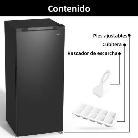 CHiQ FSD160D4E Congelador Vertical 145L | 5 Cajones, Puerta Reversible, Congelación Rápida, Silencioso 41dB, Clase E, Blanco