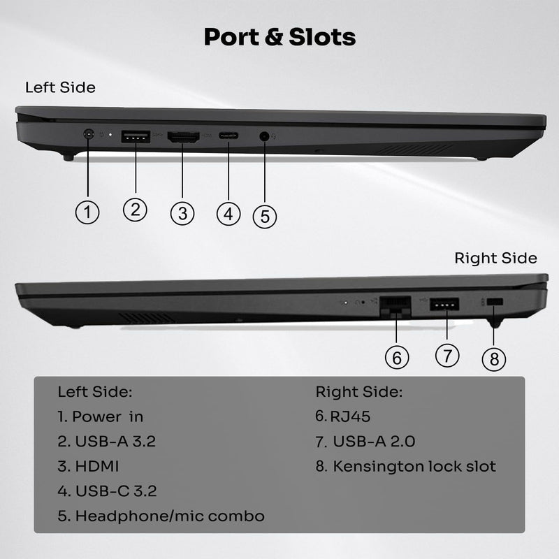 Lenovo Portátil empresarial V-Series V15, pantalla FHD de 15.6 pulgadas, AMD Ryzen 7 7730U, 40 GB de RAM, SSD de 1 TB negro