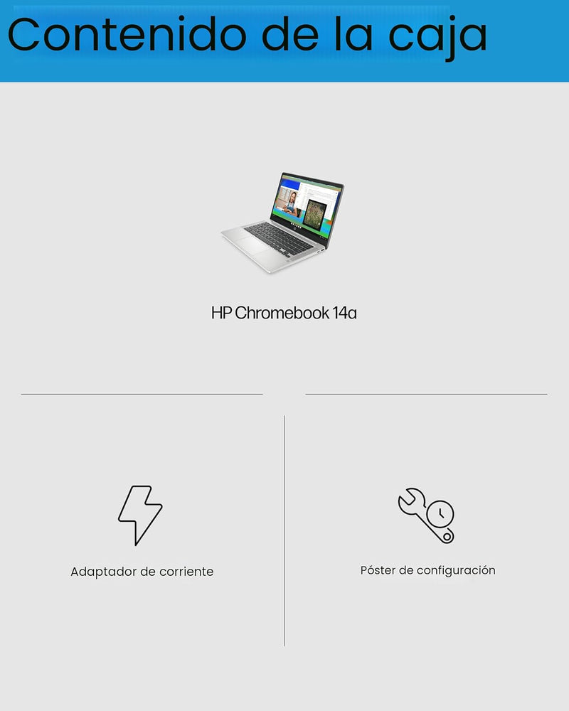 HP Laptop Chromebook 14, Intel Celeron N4120, 4 GB de RAM, 64 GB eMMC, pantalla HD de 14 pulgadas