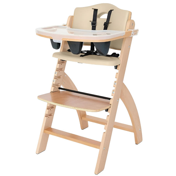 Abiie Beyond Junior - Silla alta de madera con bandeja, silla alta ajustable y convertible para bebés y niños pequeños, de 6 meses a 250 libras