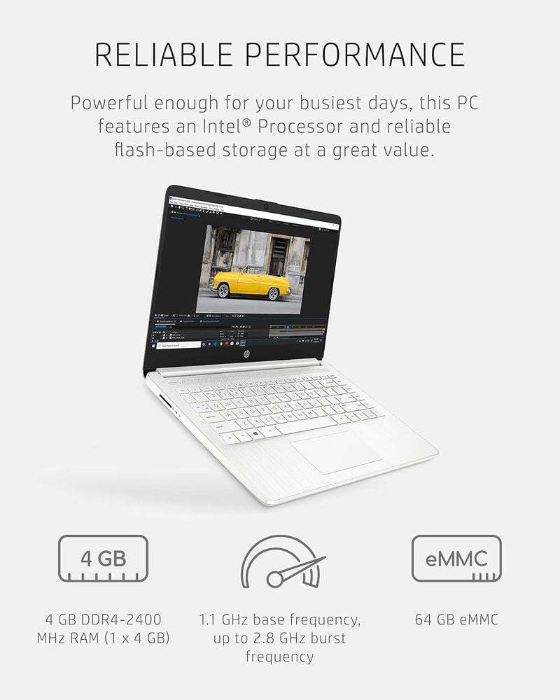 HP Computadora portátil 14, Intel Celeron N4020, 4 GB de RAM, 64 GB de almacenamiento, pantalla HD de microborde de 14 pulgadas, Windows 11 Home