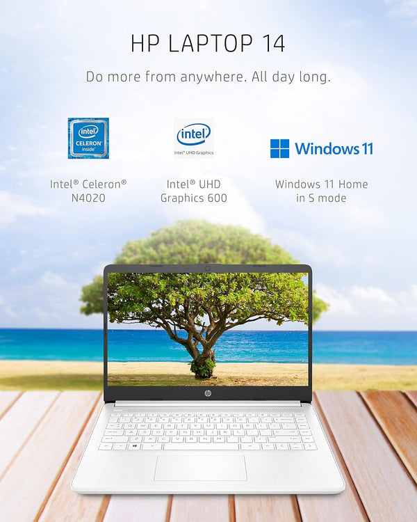HP Computadora portátil 14, Intel Celeron N4020, 4 GB de RAM, 64 GB de almacenamiento, pantalla HD de microborde de 14 pulgadas, Windows 11 Home