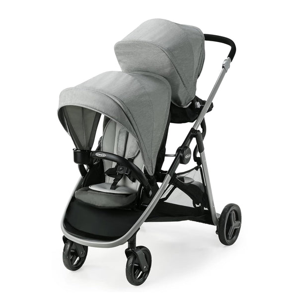 Graco Ready2Grow 2.0 - Cochecito doble con opciones de asiento de banco y plataforma de pie, Rafa