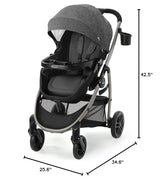 Graco Modes Pramette Cochecito de bebé convertible en moisés auténtico, asiento reversible, almacenamiento extra