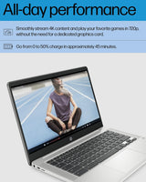 HP Laptop Chromebook 14, Intel Celeron N4120, 4 GB de RAM, 64 GB eMMC, pantalla HD de 14 pulgadas