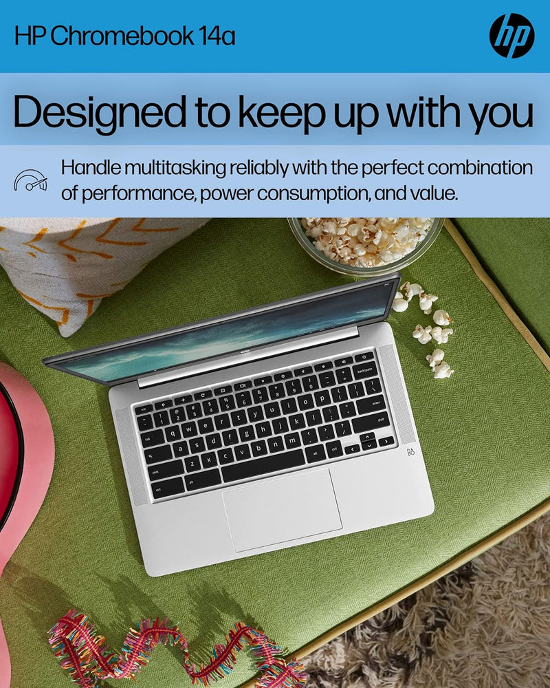 HP Laptop Chromebook 14, Intel Celeron N4120, 4 GB de RAM, 64 GB eMMC, pantalla HD de 14 pulgadas
