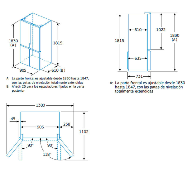 Frigorífico americano Balay 3KME592XI Multipuerta Inox