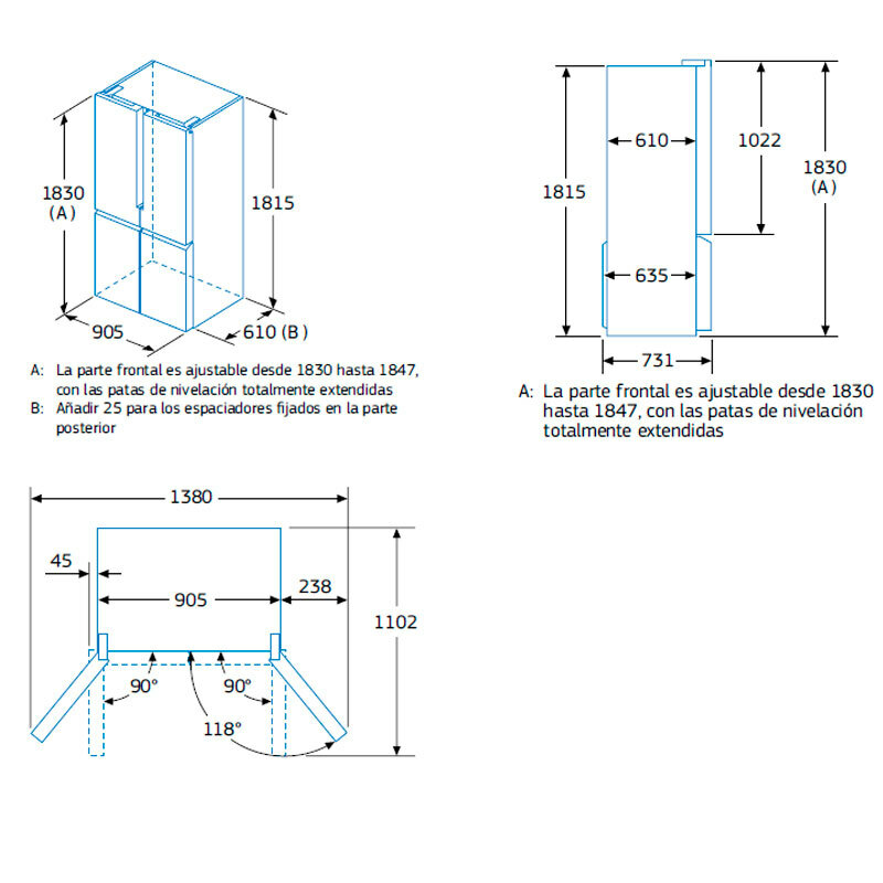 Frigorífico americano Balay 3KME592XI Multipuerta Inox