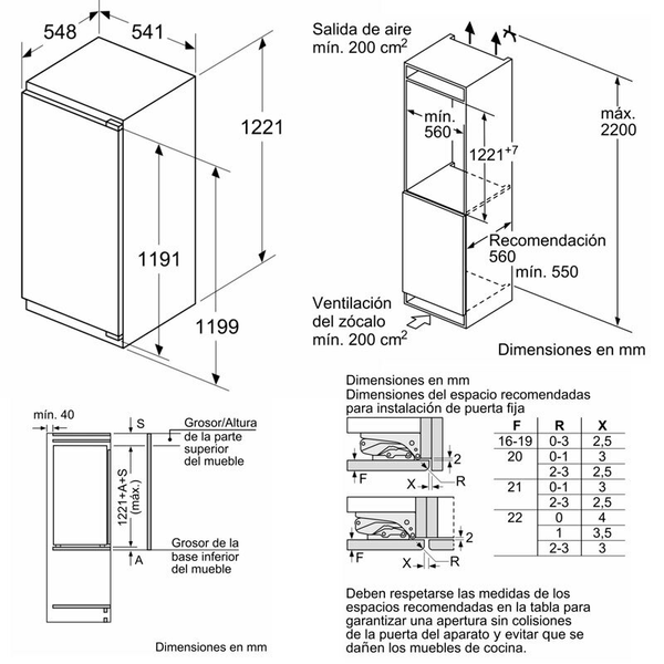 Frigorífico 1 puerta integrable Bosch KIR41VFE0