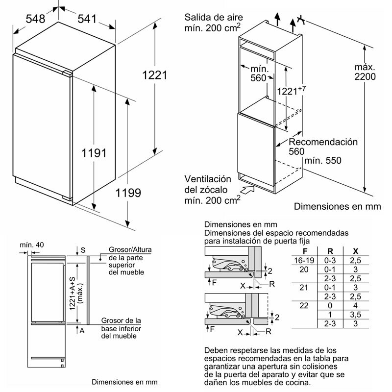 Frigorífico 1 puerta integrable Bosch KIR41VFE0