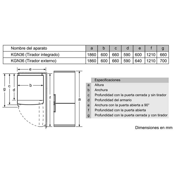 Frigorífico Combi Bosch KGN36VLEA Acero mate