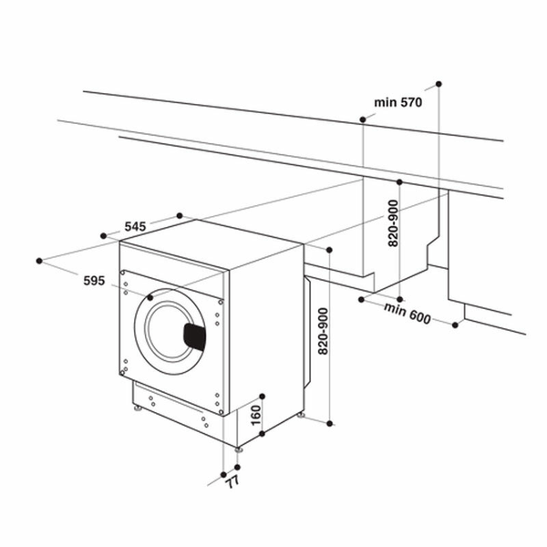 Lavasecadora integrable Whirlpool BIWDWG751482EUN 7Kg