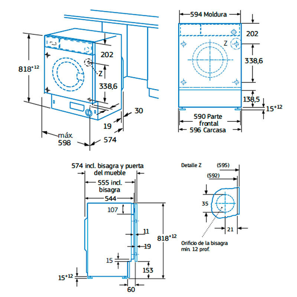 Lavadora integrable Balay 3TI987B 8Kg