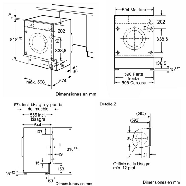 Lavadora integrable Siemens WI12W327ES 8Kg