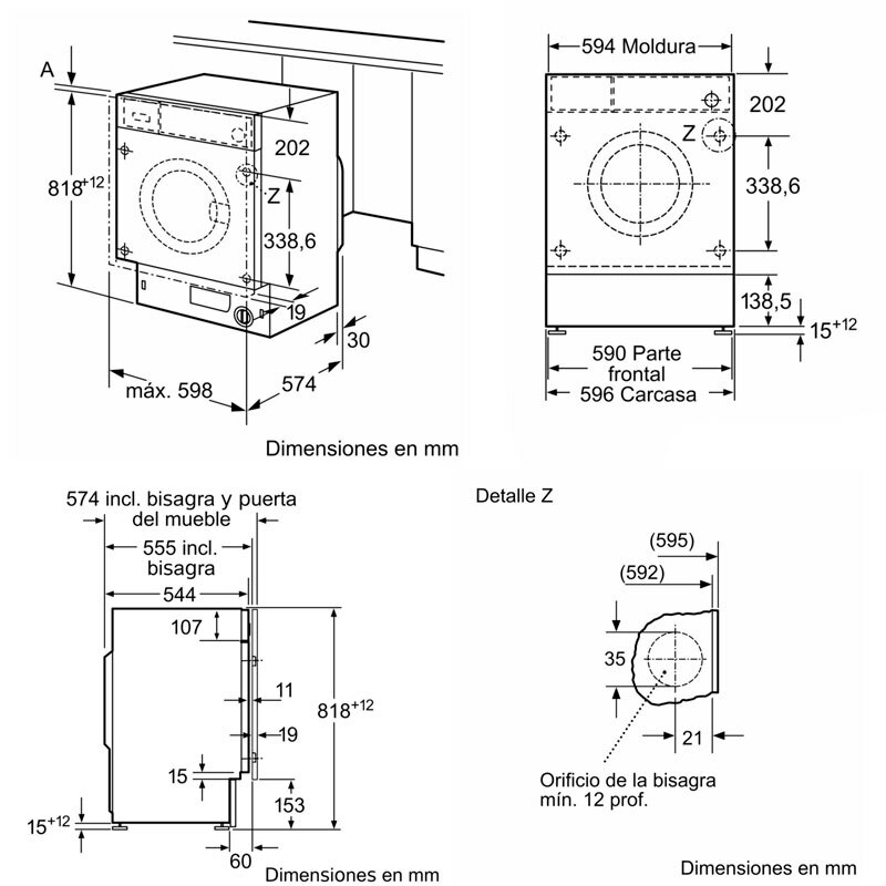 Lavadora integrable Siemens WI12W327ES 8Kg