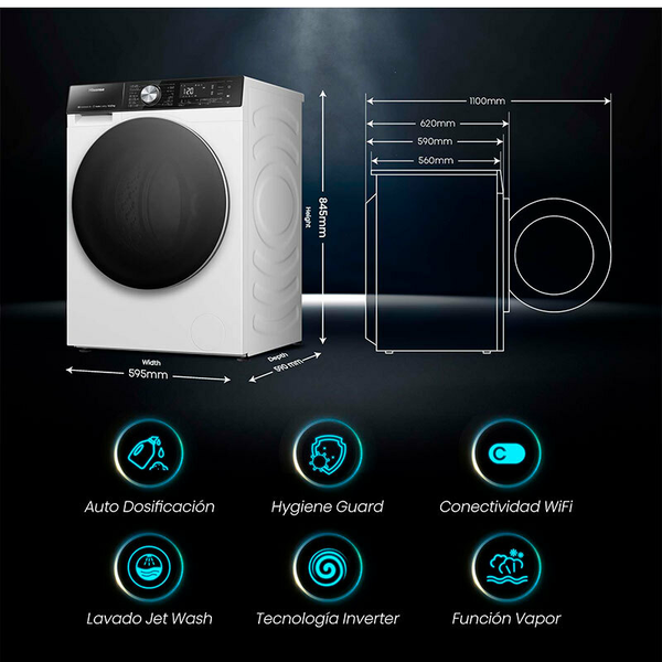 Lavasecadora Hisense WD5S1045BW 10,5Kg
