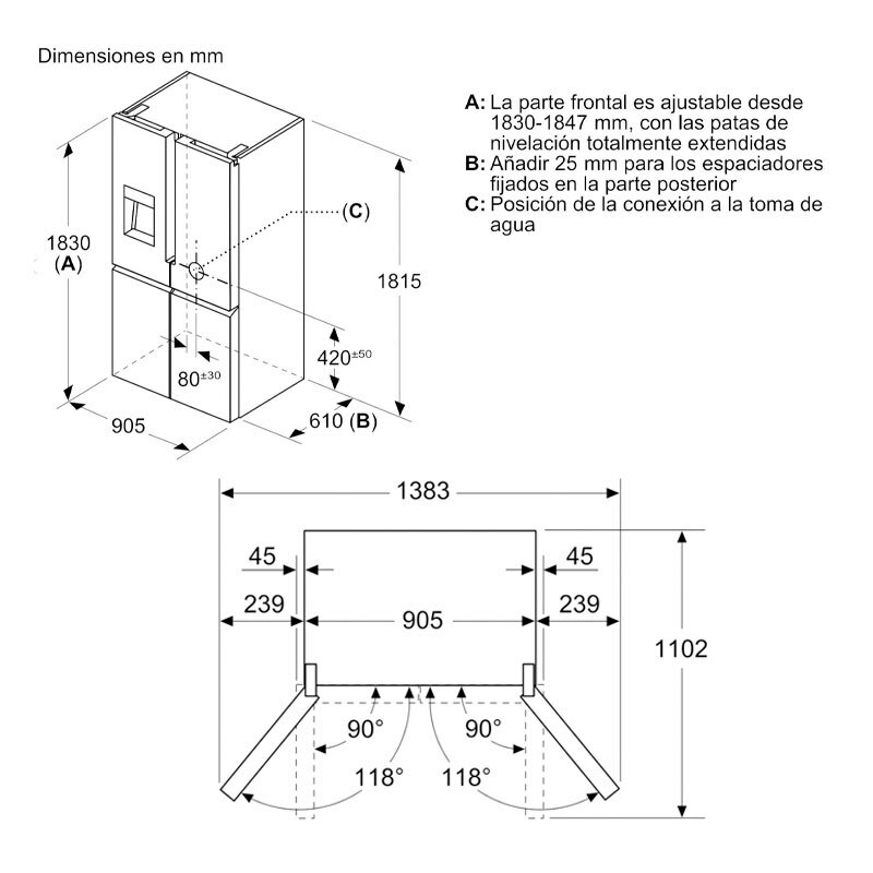 Frigorífico Americano Siemens KF96DPPEA Inox