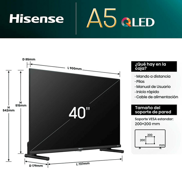 Televisor Hisense 40A5NQ QLED 4K de 40 pulgadas
