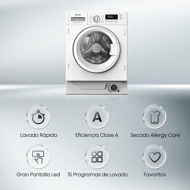 Lavadora integrable Hisense WF3M841BWIES 8Kg
