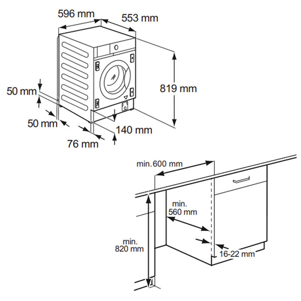 Lavasecadora integrable AEG LWN8E8636F 8Kg