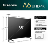 Televisor Hisense 85A6N LED 4K de 85"