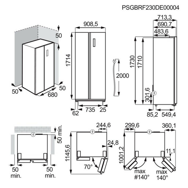 Frigorífico Americano AEG ORX9V351DU Inox