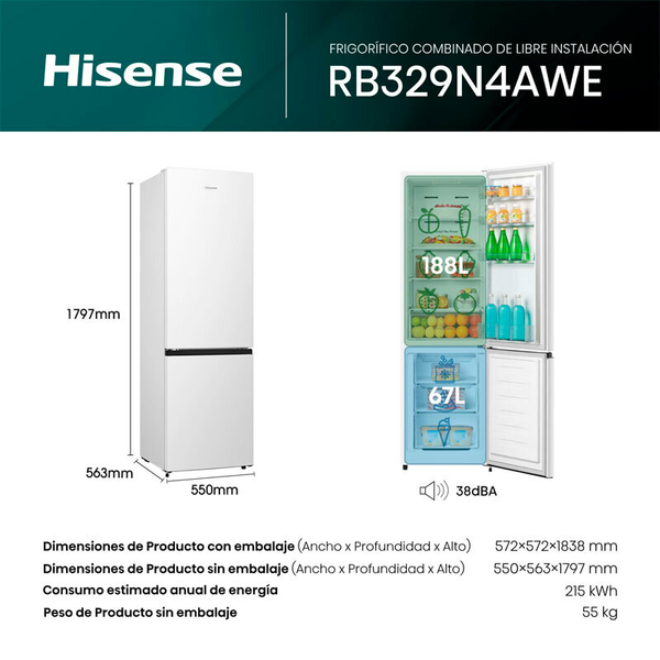 Frigorífico Combi Hisense RB329N4AWE Blanco
