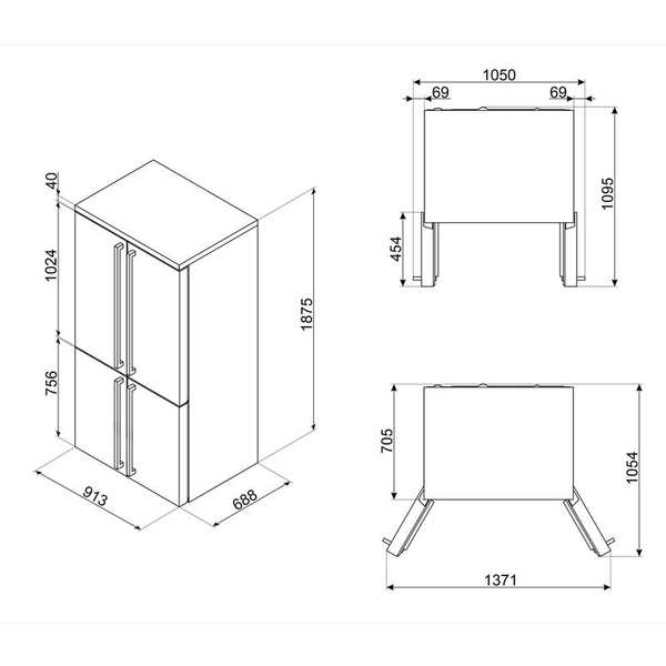 Frigorífico Americano Smeg FQ60CAO6 Gris Antracita