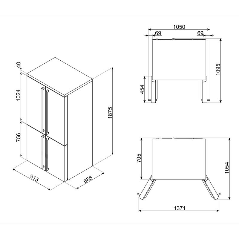 Frigorífico Americano Smeg FQ60CAO6 Gris Antracita